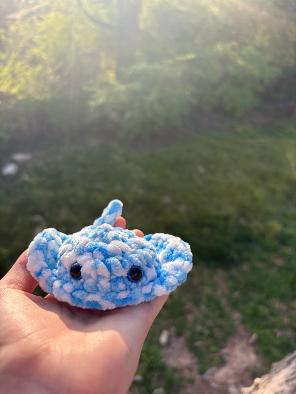 Blue Raspberry Stingray Plush – Handmade Crochet Ocean Animal